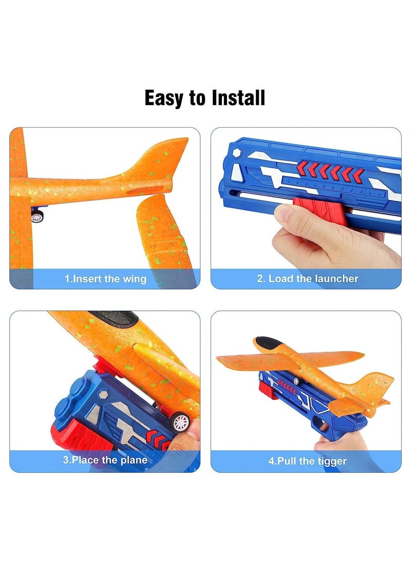 Swift 2 Pack Airplane Toy with Launcher, LED Foam Airplane Launcher Toy for Kids, 2 Flight Mode Airplanes Toys, Outdoor Toys for Boys Girls  - Image 2