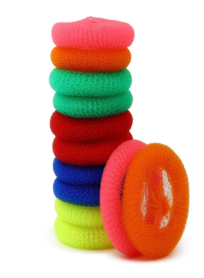 BeatStock Plastic Round Scrubber Pads, Multicolour, for Kitchen Utensils, Dishes, Sinks, Counters, (Pack of 12) - Image 1