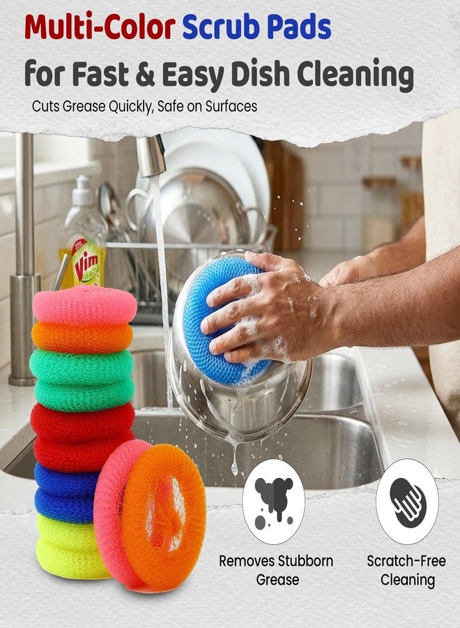 BeatStock Plastic Round Scrubber Pads, Multicolour, for Kitchen Utensils, Dishes, Sinks, Counters, (Pack of 12) - Image 5