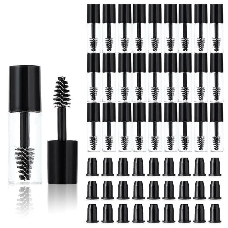 27Pcs Empty Mascara Tubes with Wand Mini 3ml Empty Mascara Bottles with Brush Rubber Inserts Small Sample Size Eyelash Growth packing Tube Container for TravelBlack