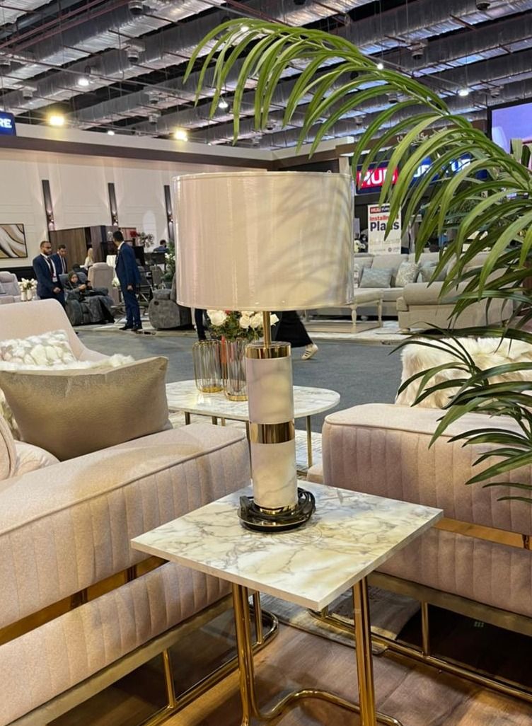 سوليتير مصباح ترابيزة من الستانلس ستيل والرخام الطبيعي مع خاصية التحكم باللمس - Image 2