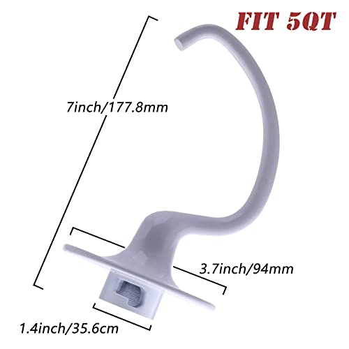 YILI ELSOON K5ADH Dough Hook Coated Anti-stick Replacement for KitchenAid 5-QT Bowl-Lift Stand Mixer K4SS K4SSWH K5 K5A K5SS KDM5 KP50 KPM5 KPM50 KSM5 KSM50 KSMC5 - Image 2