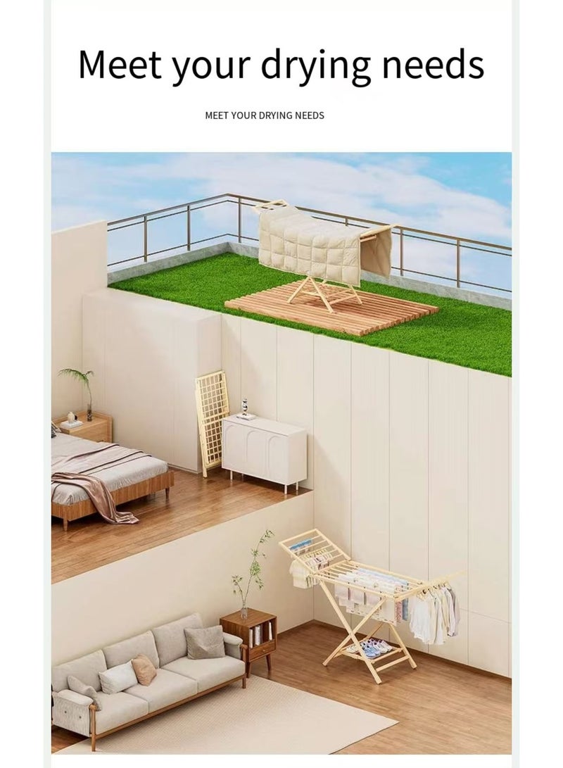 رف جفاف الملابس، منضدة غسيل مكتبية متعددة المواقف، قابلة للطي بعجلات، رف ملابس محمول صغير للفترات والملابس الصغيرة والمناشف المنزلية والميداني - Image 2