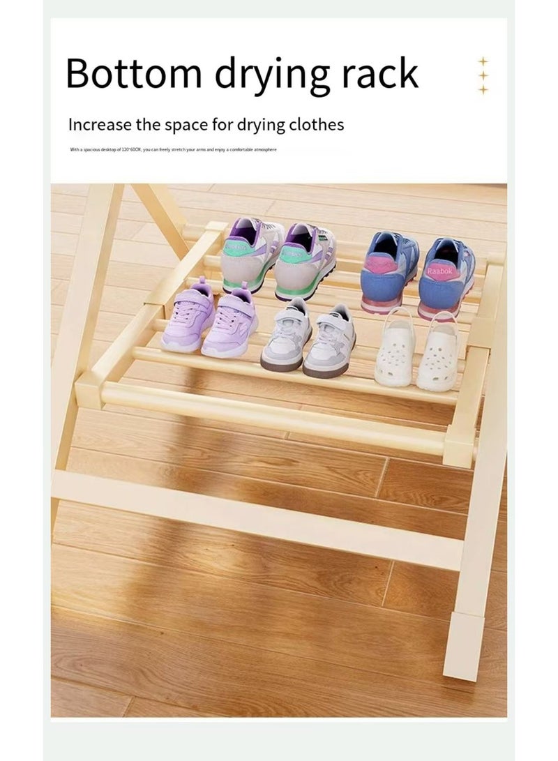 رف جفاف الملابس، منضدة غسيل مكتبية متعددة المواقف، قابلة للطي بعجلات، رف ملابس محمول صغير للفترات والملابس الصغيرة والمناشف المنزلية والميداني - Image 5