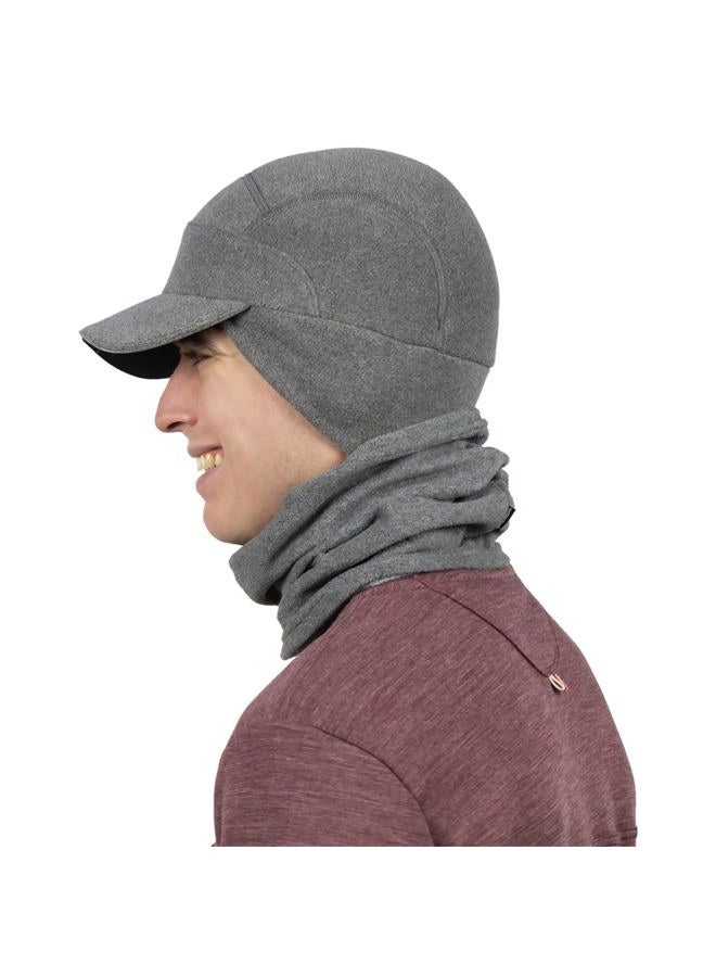 TrailHeads Men's Gift Set - Fleece Ball Cap with Drop Down Ear Warmer and Microfleece Neck Warmer/Gaiter (Heather Grey) - Image 2