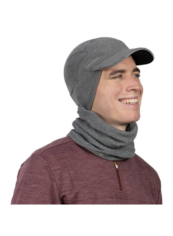 TrailHeads Men's Gift Set - Fleece Ball Cap with Drop Down Ear Warmer and Microfleece Neck Warmer/Gaiter (Heather Grey) - Image 1