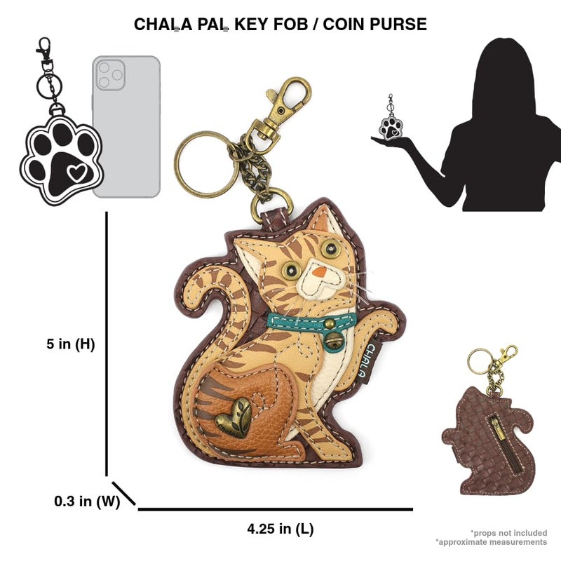 CHALA Cat Collection Women's Decorative Key Fob/Coin Purse Accessory (Orange Tabby Cat) - Image 3