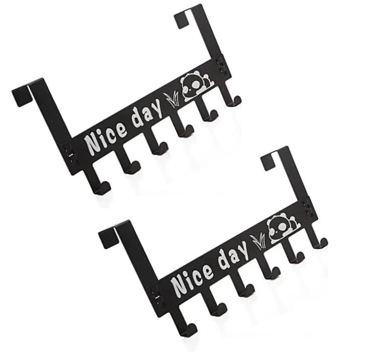 Nirency Door Hanger for Clothes Without Drill Over The Door Hook Hanger Door Hooks for Clothes Cloth Hanging Hooks for Door Door Hangers Pack of 2 - Image 1