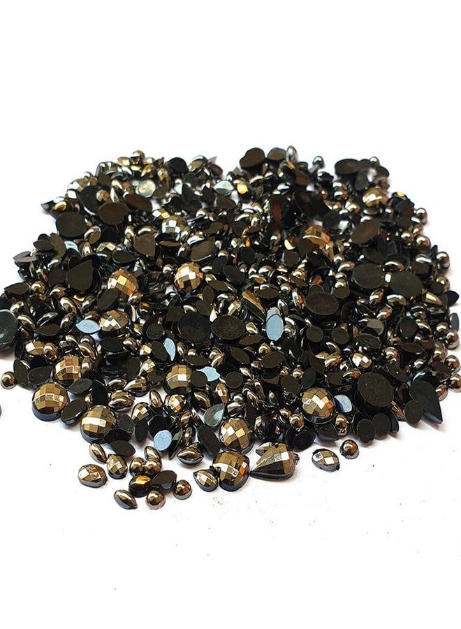 JPM Beads Crystal Finish Rhinestones Black Color Assorted Shape 3-8mm Size 1440 Pieces Pack