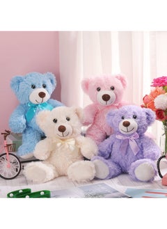 Civaner 4 Pack 14 Inches Bear Plush Stuffed Animals Cute Soft Bears Bulk For Girls Boys Girlfriend (Pink Blue White Purple Cute Style)  - Image 3