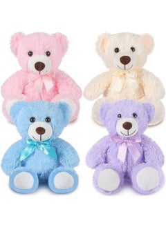 Civaner 4 Pack 14 Inches Bear Plush Stuffed Animals Cute Soft Bears Bulk For Girls Boys Girlfriend (Pink Blue White Purple Cute Style)  - Image 1