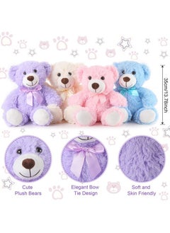 Civaner 4 Pack 14 Inches Bear Plush Stuffed Animals Cute Soft Bears Bulk For Girls Boys Girlfriend (Pink Blue White Purple Cute Style)  - Image 4