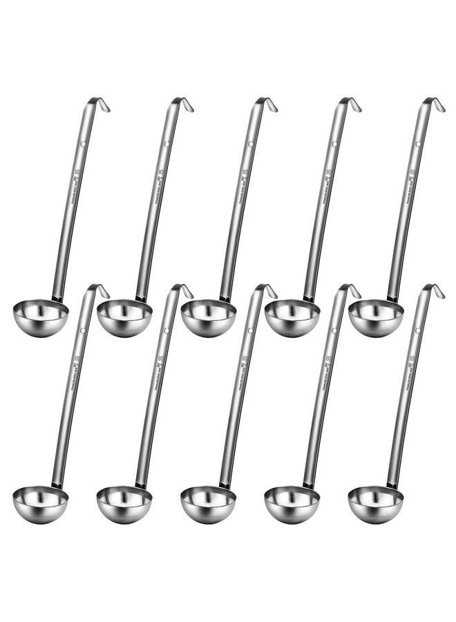 Potchen 10 Pieces Stainless Steel Soup Ladle Sturdy Soup Ladle with Long Handles Portion Control Serving Spoons for Cooking Soup Sauce Kitchen Home(2 oz) - Image 1