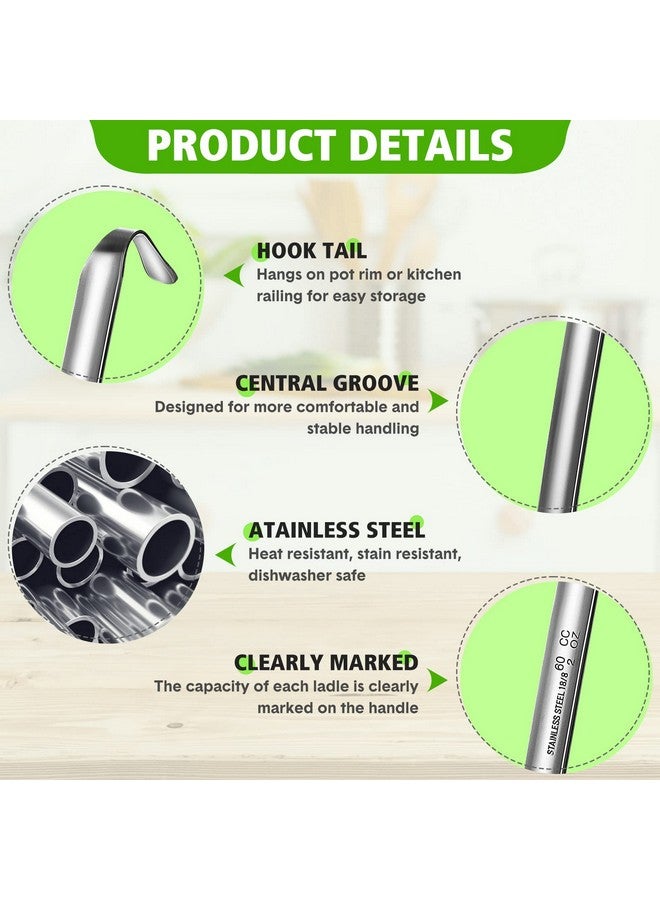 Potchen 10 Pieces Stainless Steel Soup Ladle Sturdy Soup Ladle with Long Handles Portion Control Serving Spoons for Cooking Soup Sauce Kitchen Home(2 oz) - Image 3