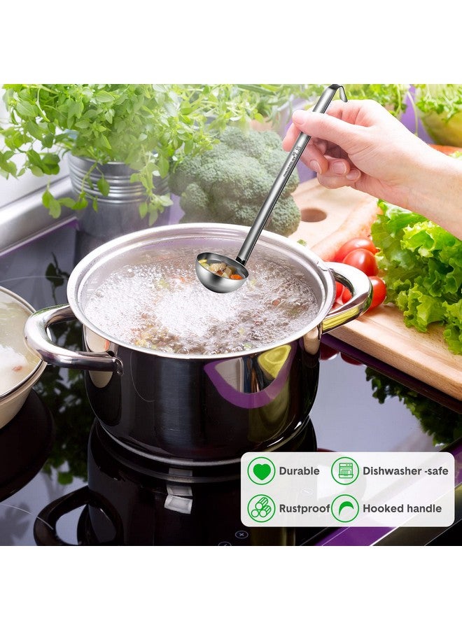 Potchen 10 Pieces Stainless Steel Soup Ladle Sturdy Soup Ladle with Long Handles Portion Control Serving Spoons for Cooking Soup Sauce Kitchen Home(2 oz) - Image 4