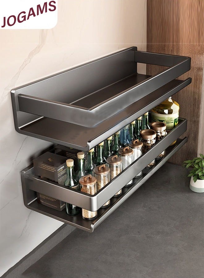 JOGAMS New Adhesive Wall Mounted Seasoning Rack No Punching Required Stainless Steel Storage Shelves Wall Spice Jar Storage Rack Kitchen Shelves for Kitchen and Bathroom - Image 5