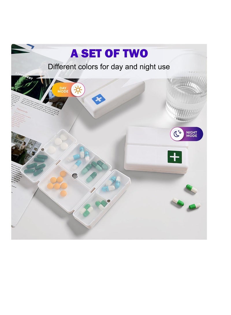 Magnetic Foldable Pill Box, 2 Pack 7 Travel Pill Organizer, Weekly Pill Organizer, Small Pill Box, Portable Pill Case, 7 Day Pill Box for Vitamins, Cod Liver Oil, Supplements and Pills, White - Image 3