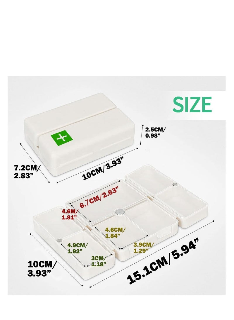 Magnetic Foldable Pill Box, 2 Pack 7 Travel Pill Organizer, Weekly Pill Organizer, Small Pill Box, Portable Pill Case, 7 Day Pill Box for Vitamins, Cod Liver Oil, Supplements and Pills, White - Image 5