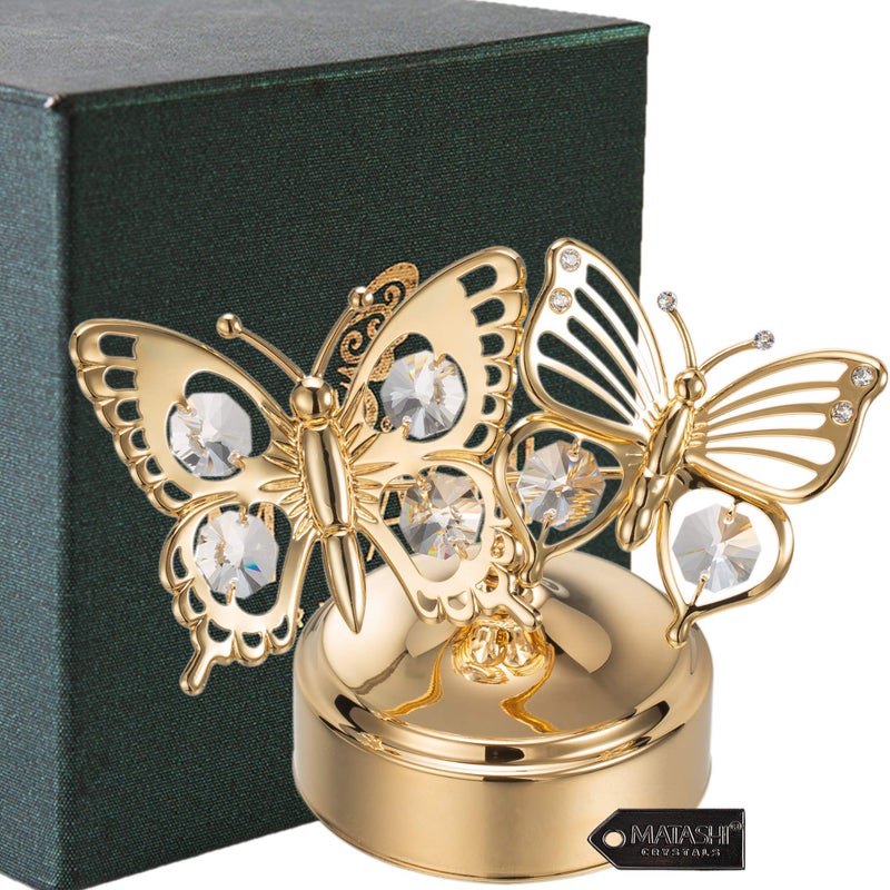 matashi Matashi 24K Gold Plated Double Butterfly Music Box Plays Memory  Gifts for Mom Woman  Tabletop Showpiece for Living Room  Ideal Valentines Day Gift for Her  Mothers Day Housewarming Present 