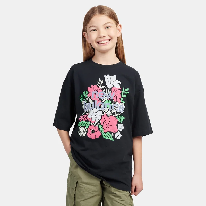 نيو بالانس تيشيرت ستاكد فلورال جرافيك للأطفال