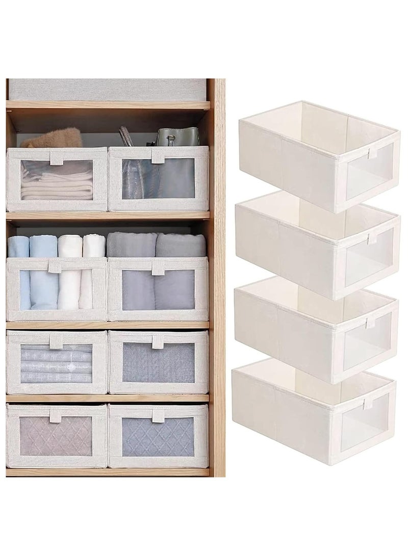 منظم ملابس خزانة الملابس، 4 مجموعات من منظمات الأدراج والتخزين، صناديق تخزين قابلة للطي لتنظيم الملابس والجينز والألعاب وأرفف الكتب وخزانة الملابس - Image 1