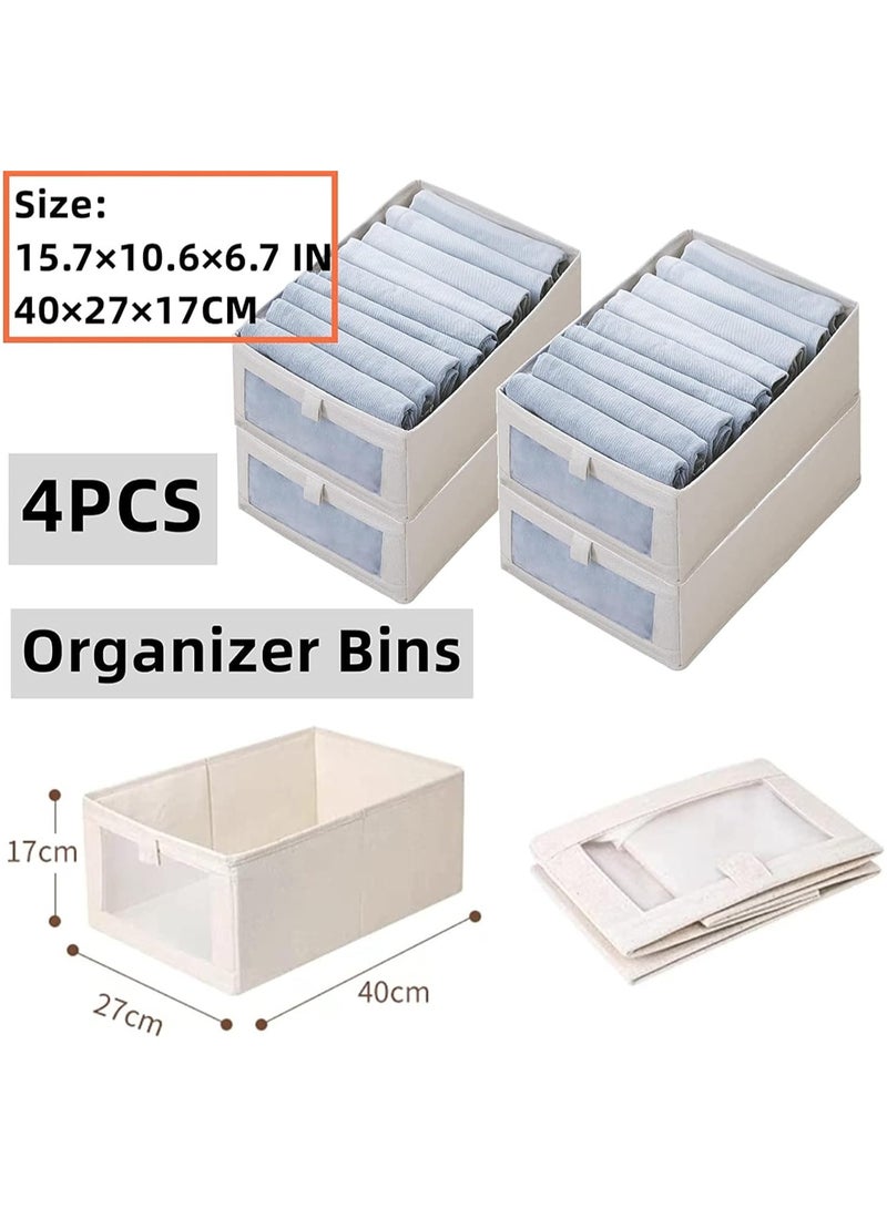 منظم ملابس خزانة الملابس، 4 مجموعات من منظمات الأدراج والتخزين، صناديق تخزين قابلة للطي لتنظيم الملابس والجينز والألعاب وأرفف الكتب وخزانة الملابس - Image 3