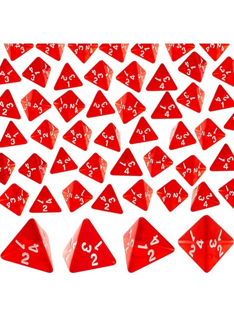 48 Pcs D4 Dice Cone Transparent 4 Sided Dice 0.8 Inch Clear Red Dice Polyhedral Tiny Dice Mini Dice Set Role Playing Dice For Party Table Games Toys