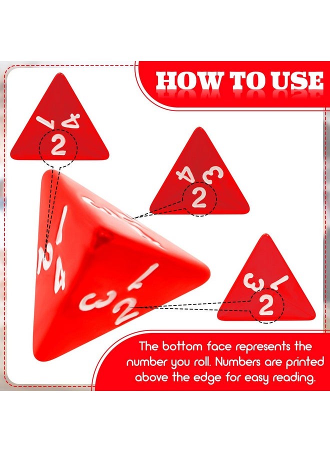 Juexica - 48 Pcs D4 Dice Cone Transparent 4 Sided Dice 0.8 Inch Clear Red Dice Polyhedral Tiny Dice Mini Dice Set Role Playing Dice For Party Table Games Toys - Image 1
