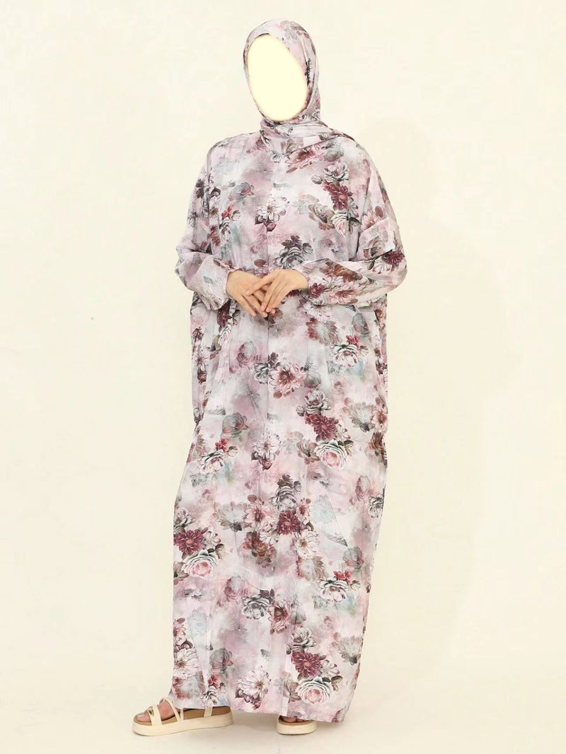 New Plus Size Women'S Clothing Middle Eastern Muslim Women'S Robe Traditional Scarf All-In-One Prayer Robe Fashionable 3D Digital Printing - Image 2
