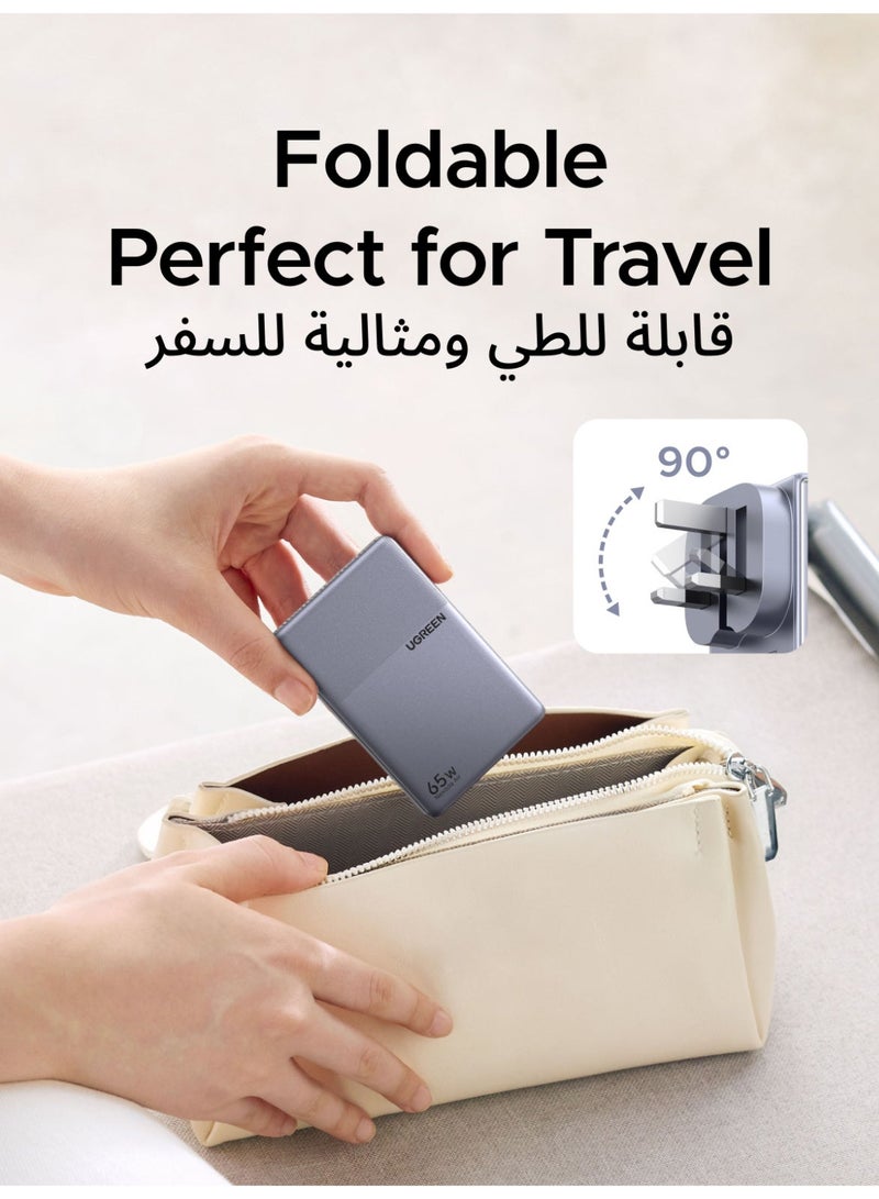 Ugreen Nexode Air 65W USB-C Charger, 2C1A Anti-Drop Charger Type C, Ultra-Slim Anti-Slip GaN II 3-Port Fast Wall Charger with Foldable Travel Adapter, Compatible with iPhone 17/16 Pro Max, Galaxy S25 Ultra, MacBook Air, iPad 65W 2C1A Anti Drop - Image 3