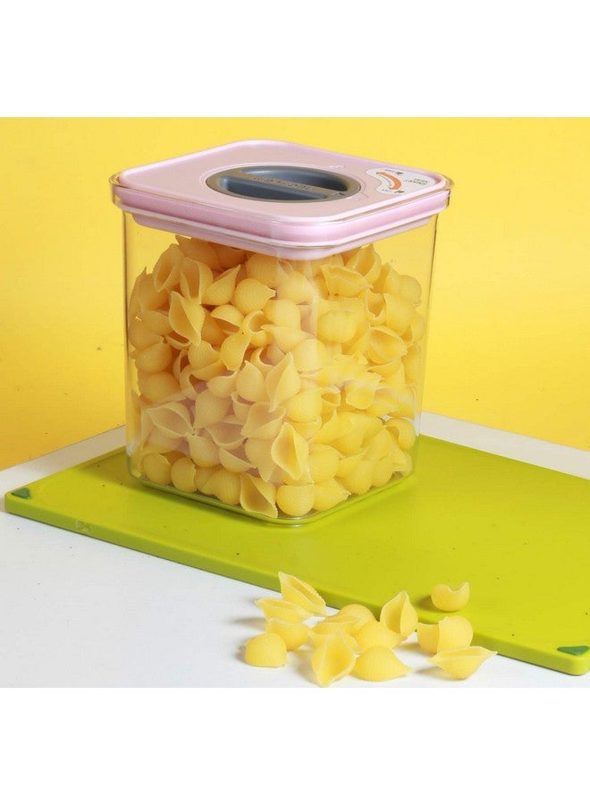 Now & Zen Smart Seal (Pack of 2) BPA-free Stackable Food Safe Kitchen Storage Container - Tritan Plastic Canister with Twist Lids | Airtight & Leak Proof | Freezer, Microwave & Dishwasher Safe | (1.3 Litre, Square Pink) - Image 1