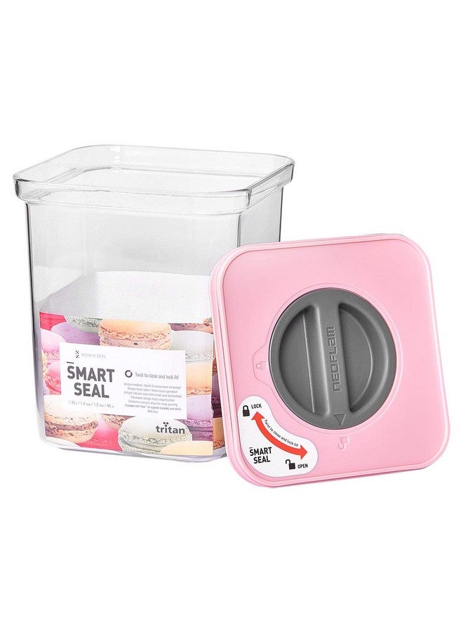 Now & Zen Smart Seal (Pack of 2) BPA-free Stackable Food Safe Kitchen Storage Container - Tritan Plastic Canister with Twist Lids | Airtight & Leak Proof | Freezer, Microwave & Dishwasher Safe | (1.3 Litre, Square Pink) - Image 3