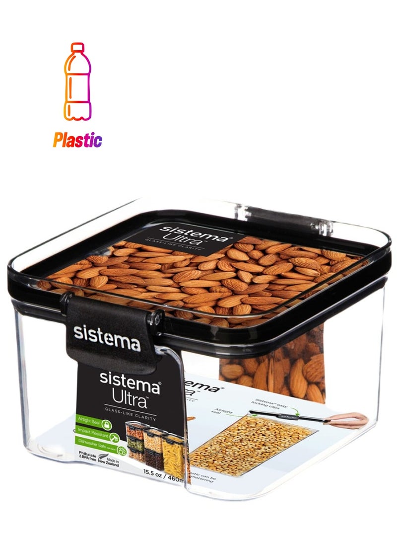 sistema حاوية سيستيما تريتان الترا سكوير 460 مل، حاوية قابلة للتكديس، تأتي بلمسة نهائية شفافة ومتينة ومقاومة للكسر. آمنة للاستخدام في غسالة الأطباق وخالية من مادة BPA. - Image 1