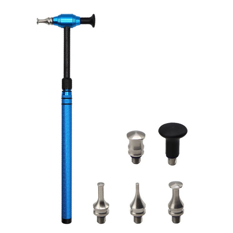 Car Dent Repair Tool Kit, 6 PCS Paintless Removal Tools Telescopic Aluminum Alloy Hammer with 5 Replacement Heads for DIY Dent Repair on Cars, Blue - Image 1