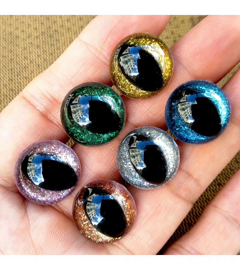 32 Pieces 20 mm 3D Cat Eye Plush Safety Eyes Glitter Plastic Safety Eyes Multicolor With Assorted Sizes And Colors For Crochet Toys Amigurumi Dolls Sewing Artists Mixed Color Craft Projects - Image 4