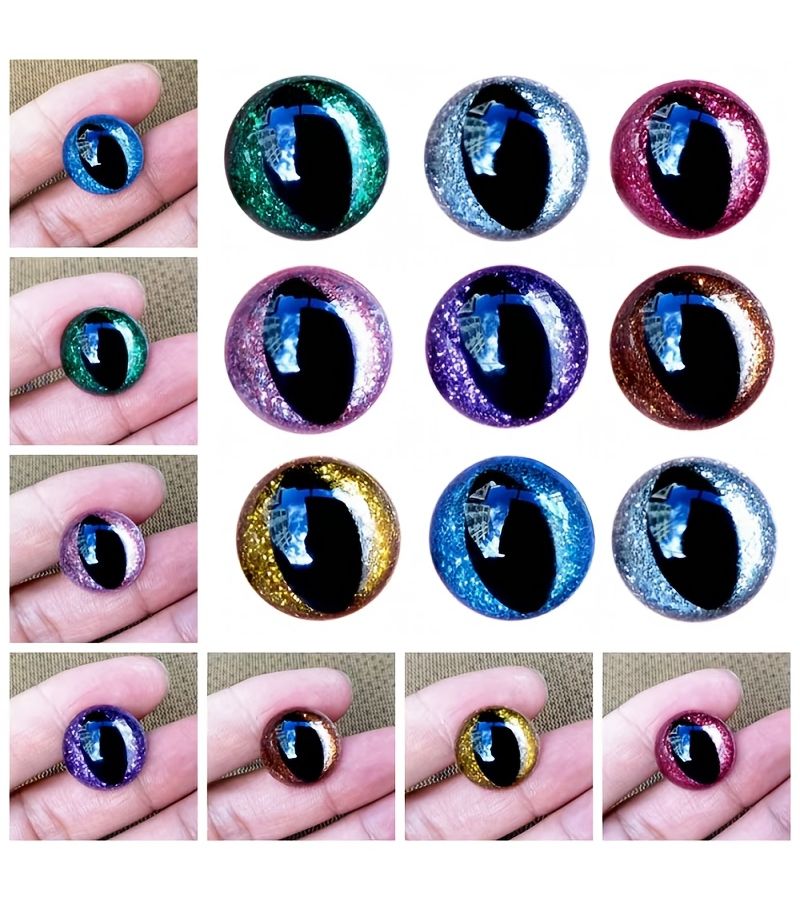32 Pieces 20 mm 3D Cat Eye Plush Safety Eyes Glitter Plastic Safety Eyes Multicolor With Assorted Sizes And Colors For Crochet Toys Amigurumi Dolls Sewing Artists Mixed Color Craft Projects - Image 5