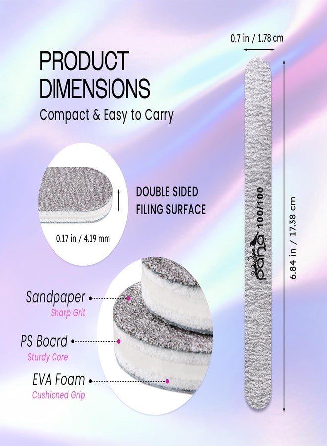 Pana (Grit: 100 x 100, Pack of 10 Pieces) USA Professional Emery Board Zebra Nail Files - Image 3