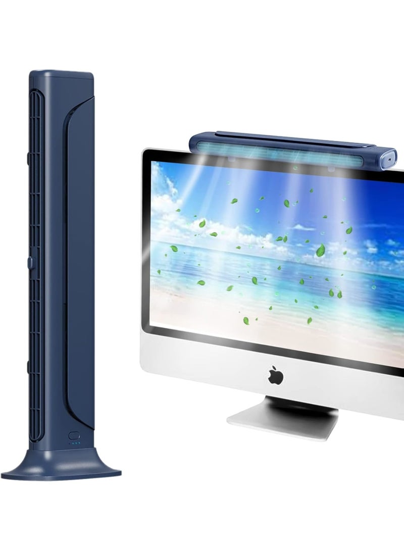 SOLARAE مروحة تبريد سطح المكتب، مروحة مثبتة على الشاشة، مروحة شاشة، مروحة مكتبية بدون شفرات، مروحة عمودية قوية وصامتة، مروحة صغيرة تعمل بالطاقة USB، مروحة USB Mini للمكاتب وأجهزة الكمبيوتر المحمولة وسطح المكتب - Image 2