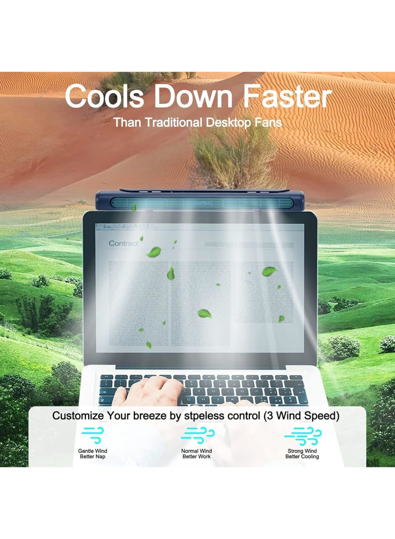 SOLARAE مروحة تبريد سطح المكتب، مروحة مثبتة على الشاشة، مروحة شاشة، مروحة مكتبية بدون شفرات، مروحة عمودية قوية وصامتة، مروحة صغيرة تعمل بالطاقة USB، مروحة USB Mini للمكاتب وأجهزة الكمبيوتر المحمولة وسطح المكتب - Image 4