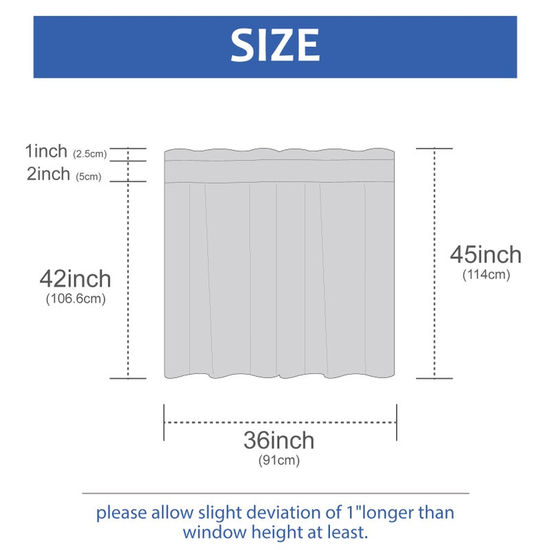 Home Queen White Waffle Bathroom Window Curtains, Water Repellent Rod Pocket Kitchen Drapes for Small Window, 2 Panels, 36 W X 45 L Inch Each - Image 2