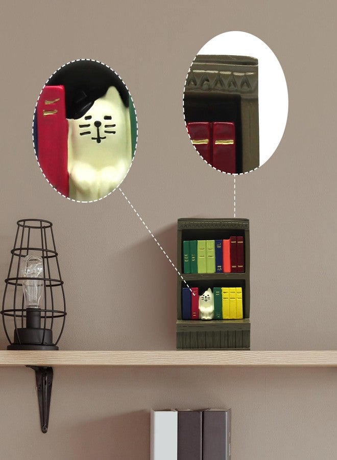 RAQWI Cute Mini Bookshelf Figurine for Living Room,Shelf Decor Cute Cat Bookshelf Design Perfect Cute Cat Gift for Cat Lovers - Image 3