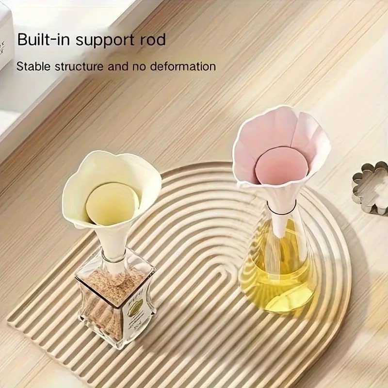 Niralasa Niralasa 2pcs Funnel silicone flower shape folding with supporteroil dispenser Liquid Powder TransferWater Bottlesmall groceryOil SauceWaterJuiceSmall Foodgrains2 pcs multi color - Image 5