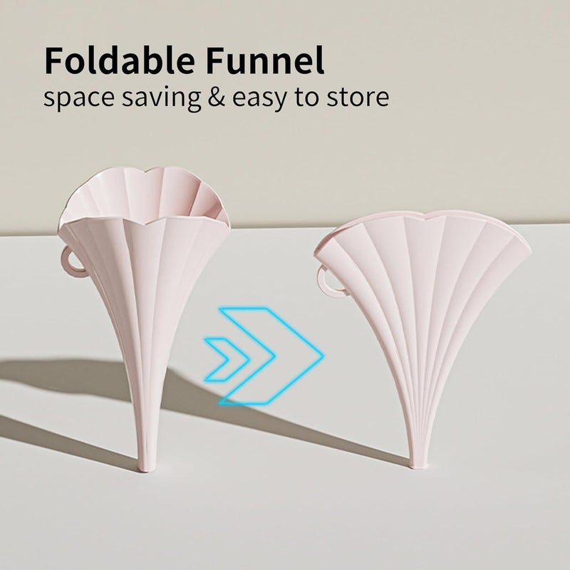 Niralasa Niralasa 2pcs Funnel silicone flower shape folding with supporteroil dispenser Liquid Powder TransferWater Bottlesmall groceryOil SauceWaterJuiceSmall Foodgrains2 pcs multi color - Image 2