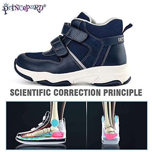 princepard Orthopedic Shoe for Kids and Toddlers,Corrective Sneakers with Ankle and Arch Support for Boys and Girls'Flat Feet and Tiptoe Walking,Anti-Slip Sole Blue - Image 3