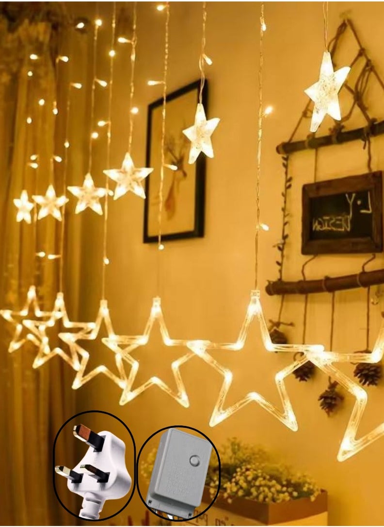ماركة غير محددة - على شكل نجوم زينة أضواء خيطية LED لرمضان والعيد مع 8 أوضاع وميض, 3.5 متر - Image 1