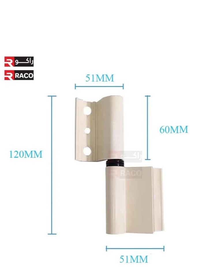 RACO RACO Aluminium Hinges With Nylon Bushing & Caps, Hinges, for Aluminium Frame Door and Window, 60mm White Pack of 2  - Image 4