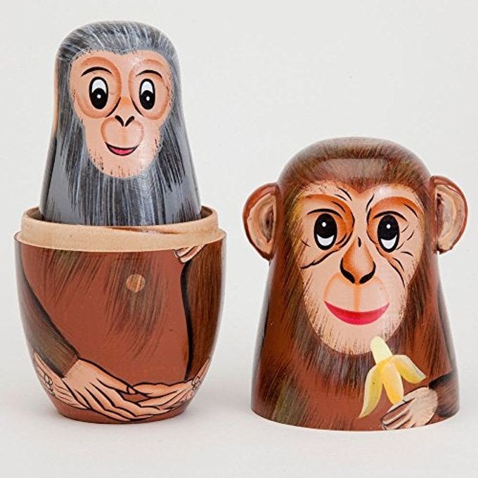 Bits and Pieces Nesting Monkeys Hand Painted Wooden Nesting Dolls Matryoshka Set of 5 Dolls from 6" Tall - Image 3