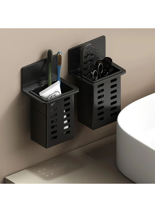 Black Wall Mounted Storage Rack Holder For Bathroom Kitchen Organization - Image 2