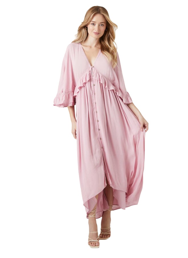 FOREVER 21 Butterfly-Sleeve Flounce Maxi Dress  - Image 1
