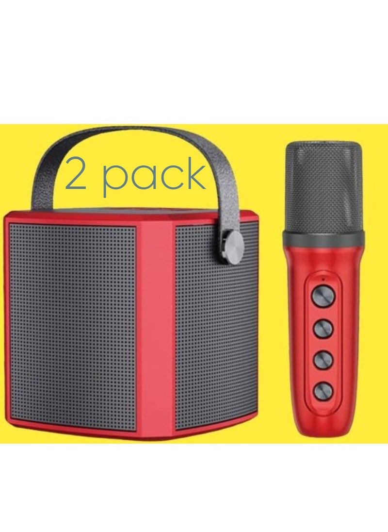 ELTRAZONE 2 Pack Portable Bluetooth Karaoke Speakergeable Wireless Microphr with Rechaone, Type-C Charging, Multiple Voice Modes, TF Card Support – Red, Perfect for Parties, Karaoke and Home Entertainment - Image 1